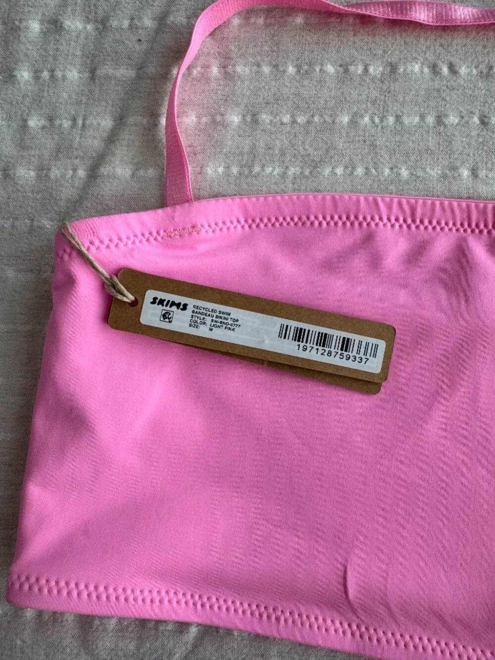 SKIMS Light Pink Recycled Swim Bandeau Bikini Top in Medium